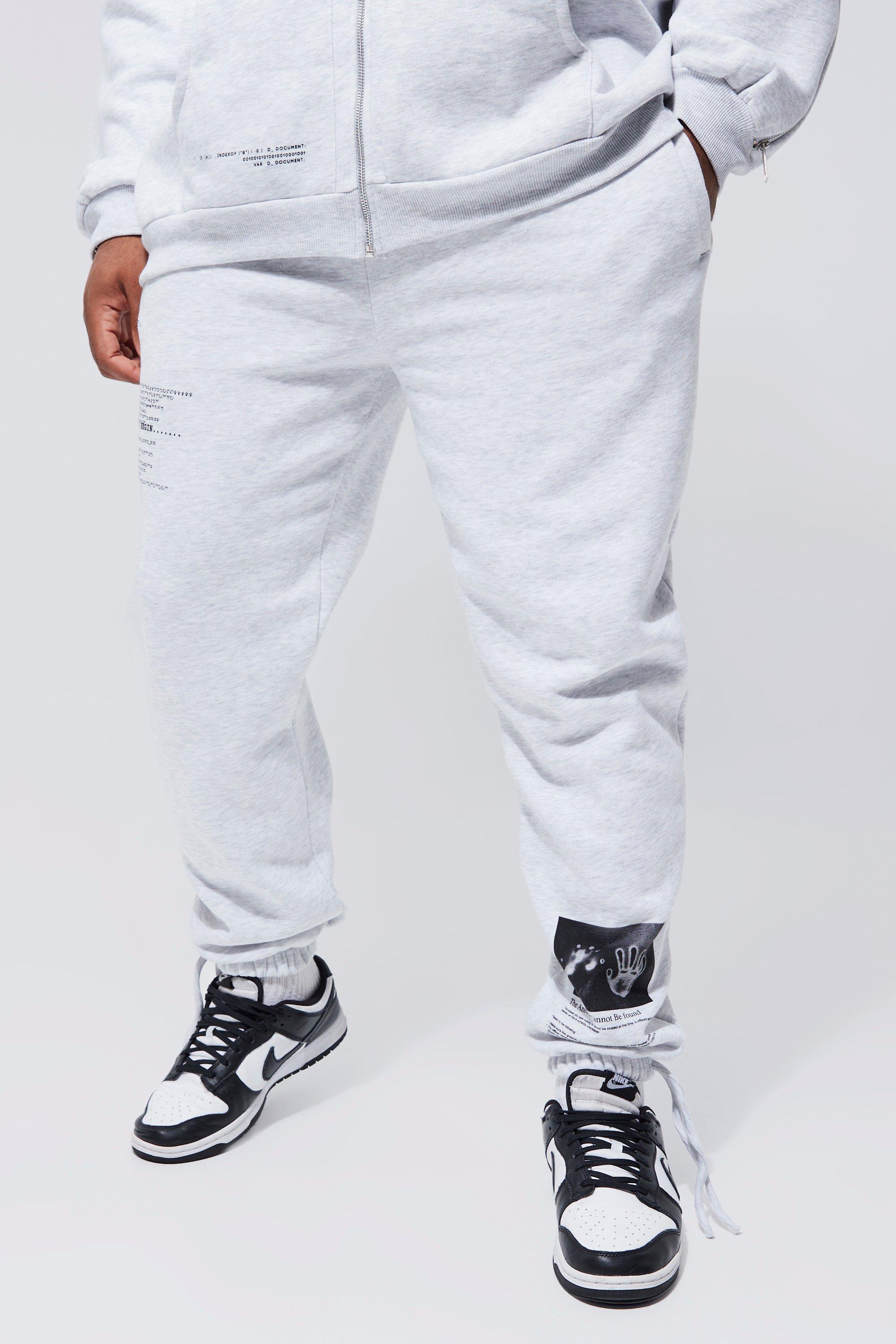 Plus Heat Graphic Gusset Detail Jogger boohooMAN